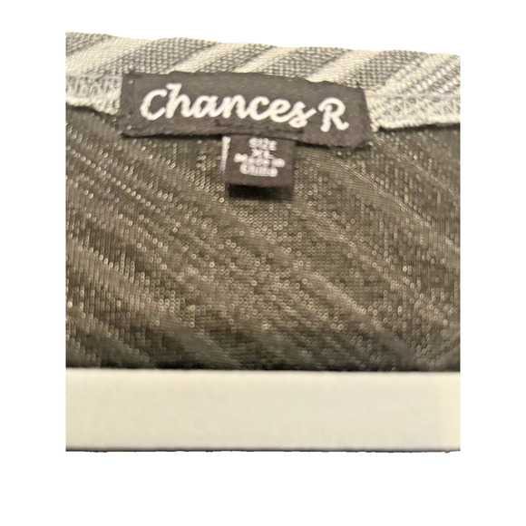 Chances R Top Women  XL Pullover Grey White Herringbone - Picture 6 of 6